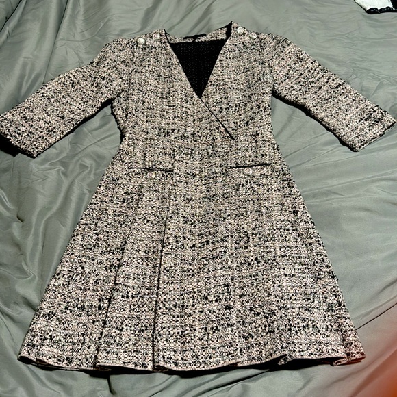 Maje Eldina Metallic Tweed Crossover Dress - Picture 9 of 13